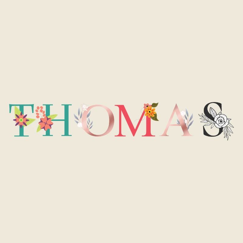THOMAS ART DU NOM AVEC FLEURS BRODÉES
