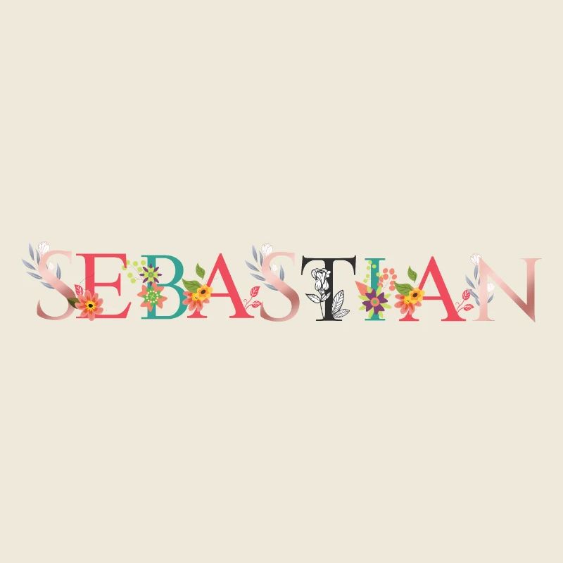 SEBASTIAN Art du nom avec fleurs brodées