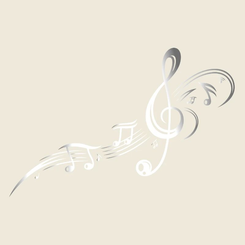 Musique, clef, étoiles et notes de musique.
