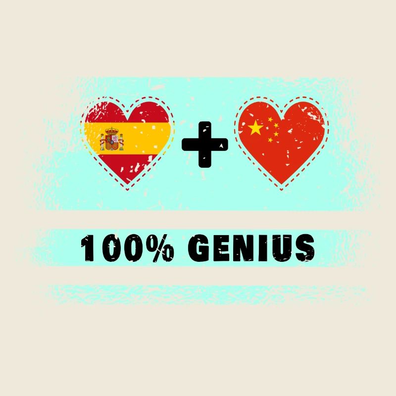 Spain and China flag 100% genius