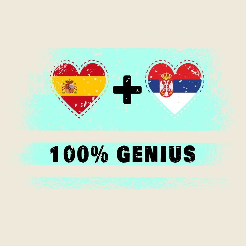 Spain and Serbia flag 100% genius