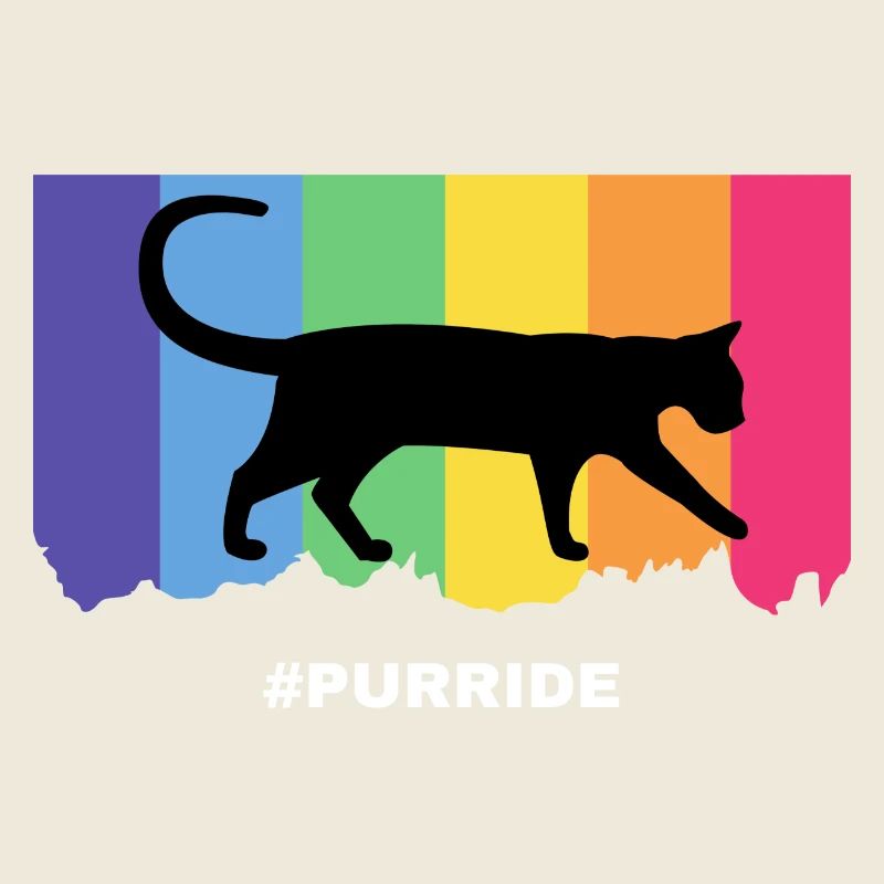 Purride cat silhouette over rainbow stripes