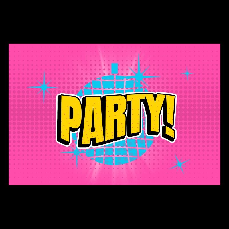 Party Disco Comic Stil Blase Graffiti Schriftzug