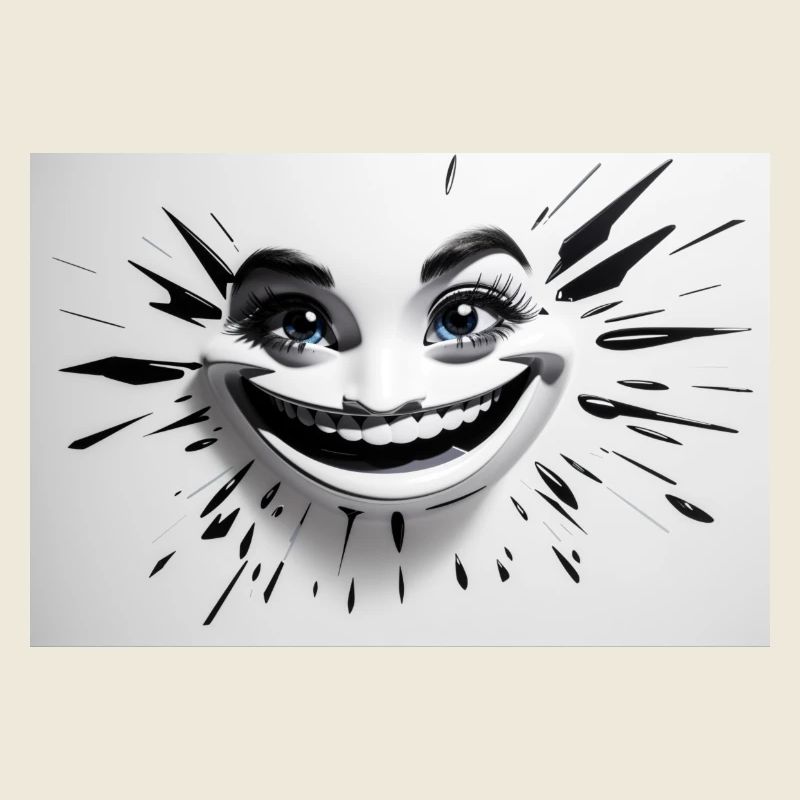 Absolute Reality crazy smile black white