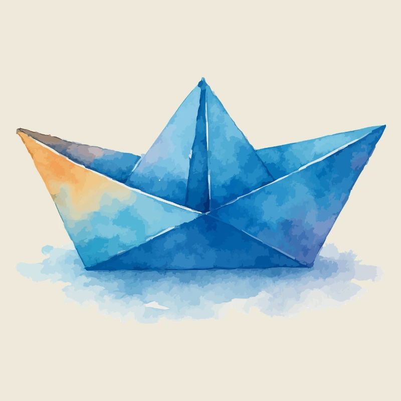 Bateau en papier Aquarelle