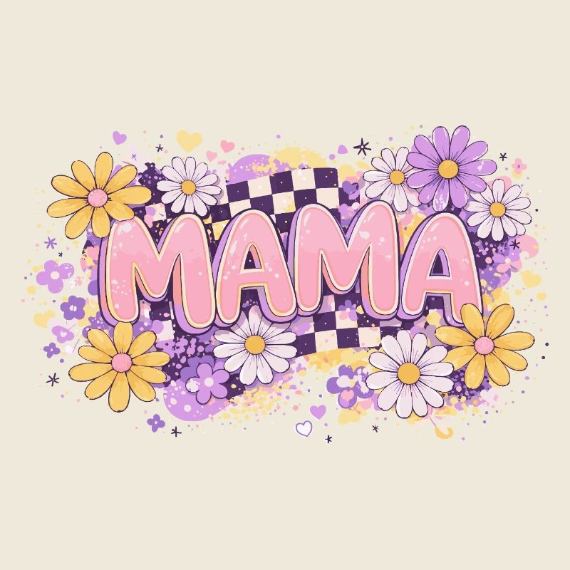 MAMA Retro Checkerboard and Pastel Flowers | Chic