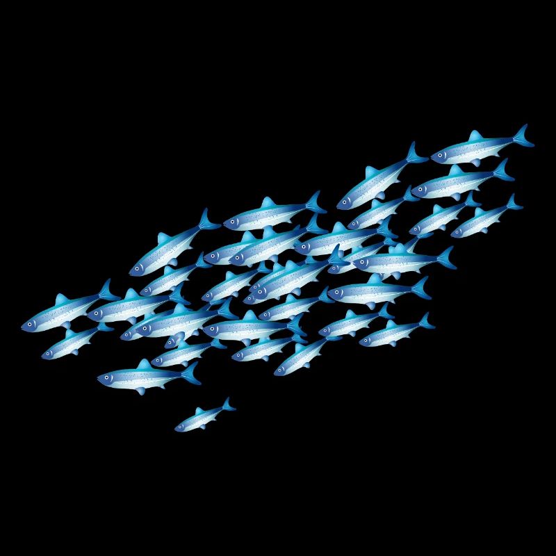 Bancs de poissons bleus brillants dans l’eau