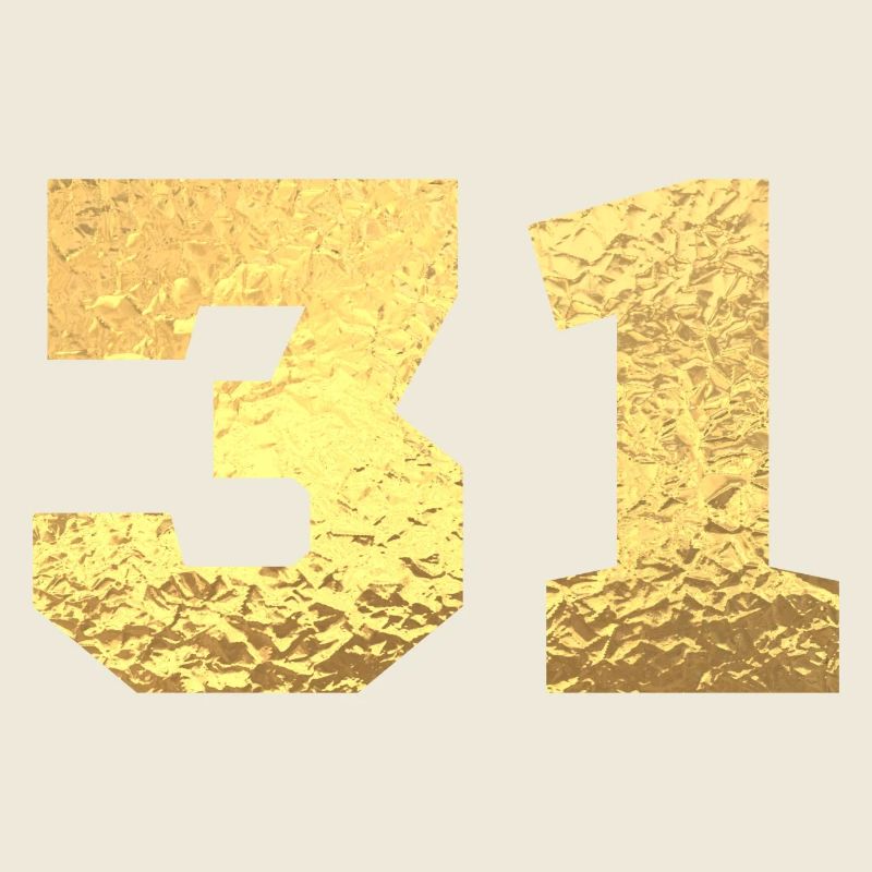 Numéro 31 paillettes doré - 31e anniversaire