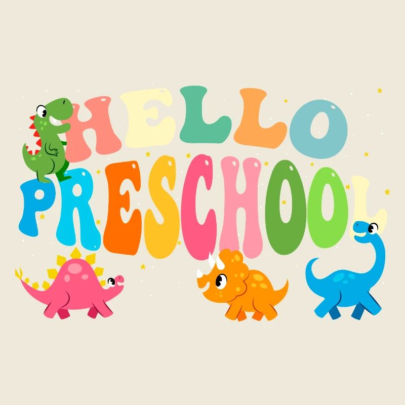 Hello Preschool w/ Cute Dinosaurs Back To School