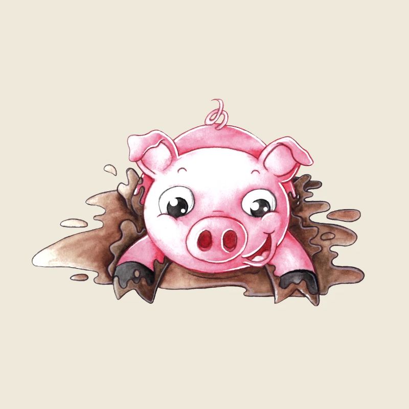 Planschendes Comic Schweinchen