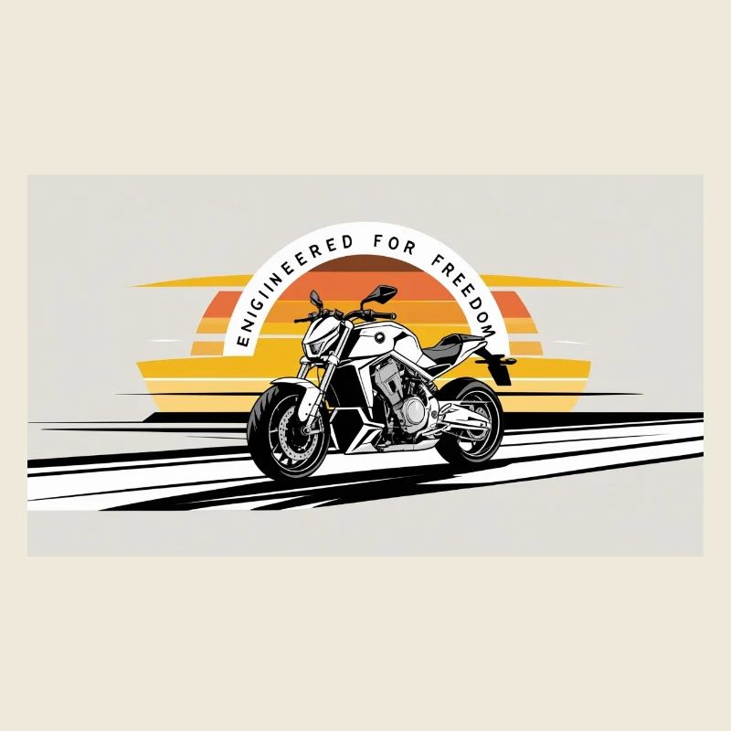 Moto liberté coucher de soleil design