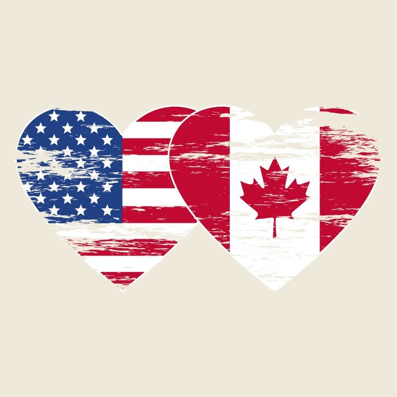 USA Canada Flag Heart Used