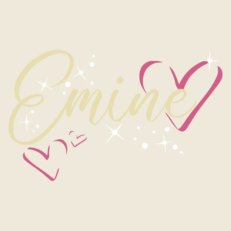 Emine nom Prénom Calligraphie coeur