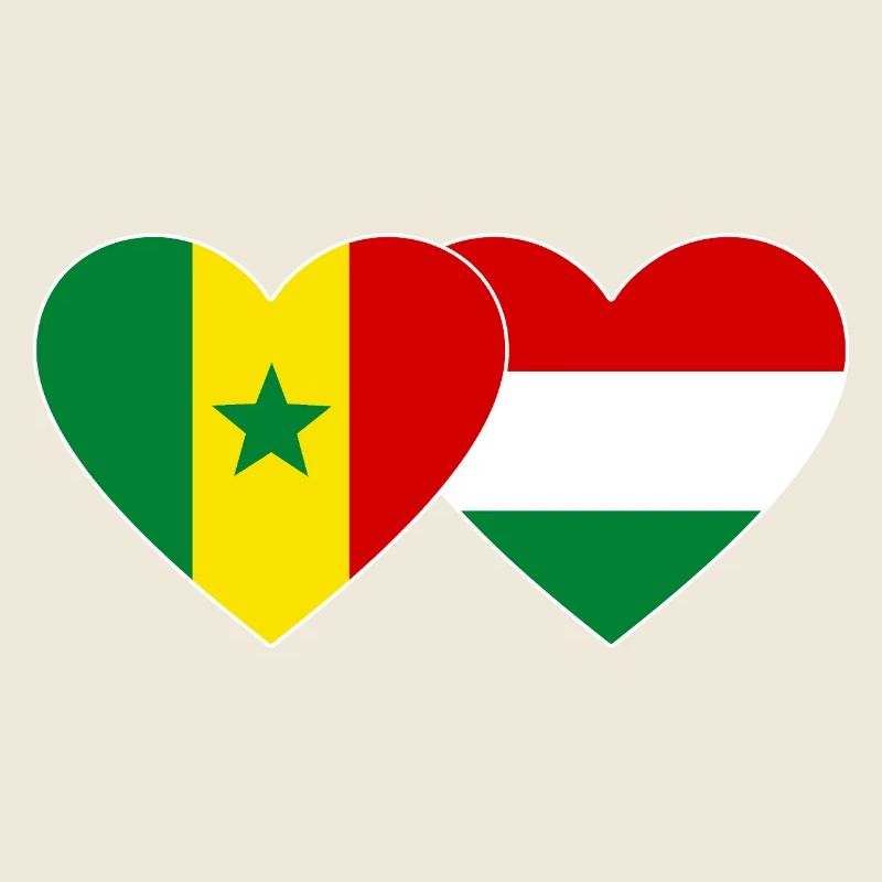 Senegal Hungary Flag Hands Heart Shape