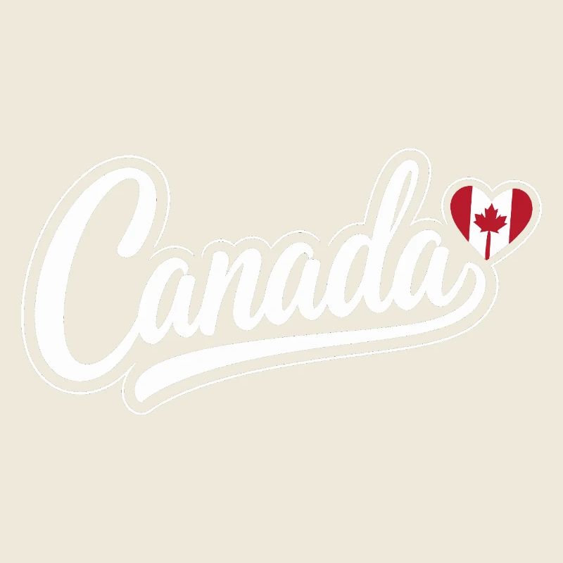 Canada Script with Maple Leaf Heart Fan Patriotic