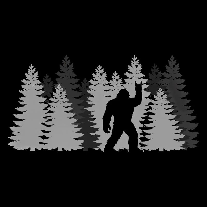Rocher de Bigfoot sur la forêt de yétis du signe Sasquatch