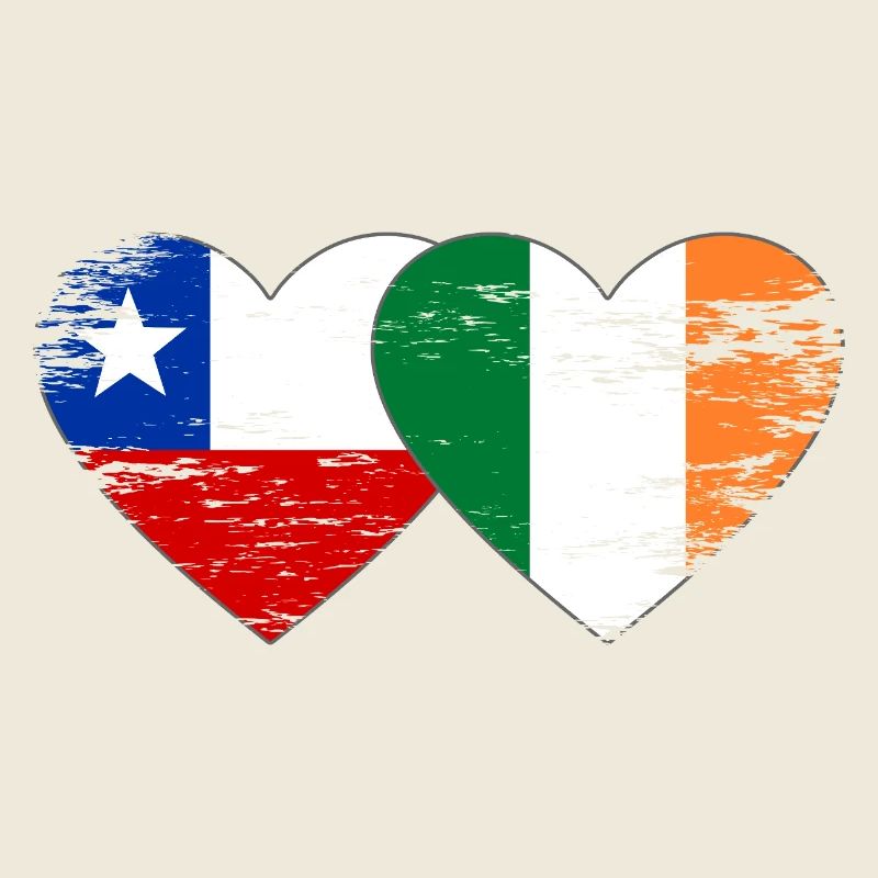 Cœur du drapeau Chili et Irlande utilisé