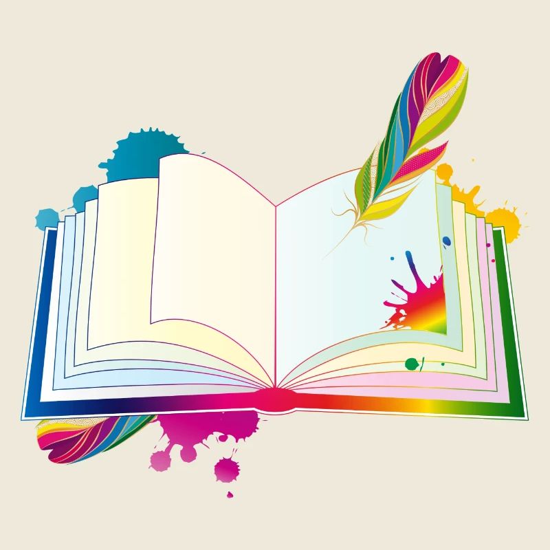 journal hétéroclite avec plume et blobs