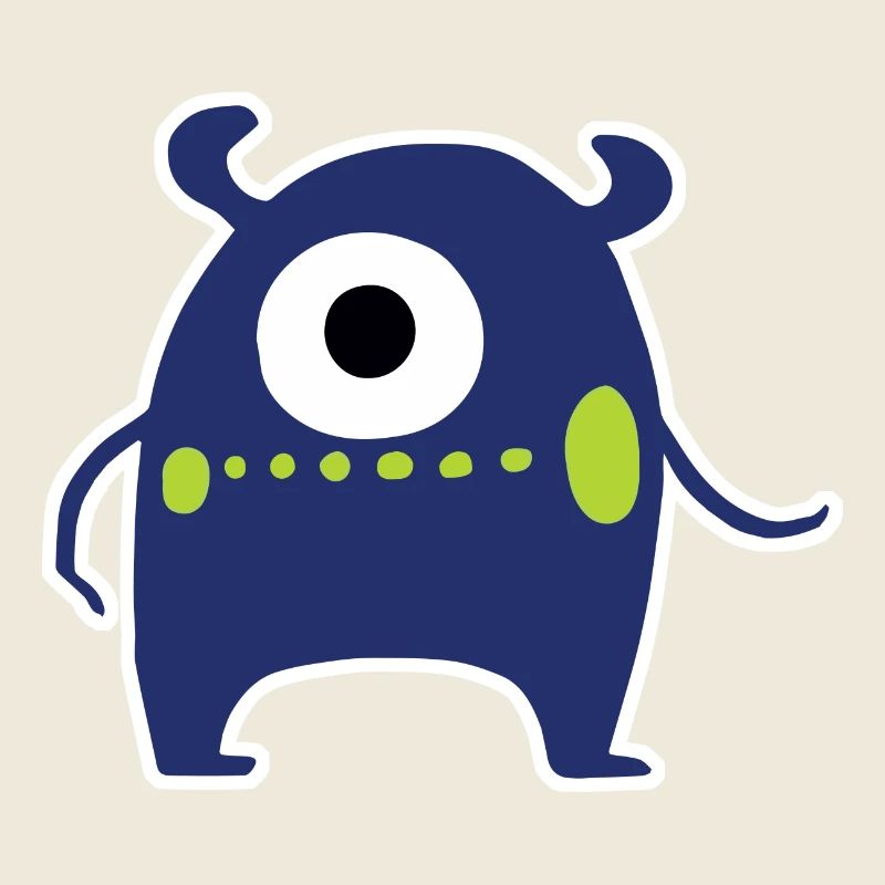 Navy Blue Cyclops Monster | Cute Chibi Alien 