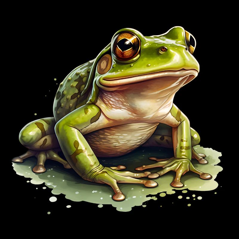 Grenouille d’herbe assise dans une flaque d’eau