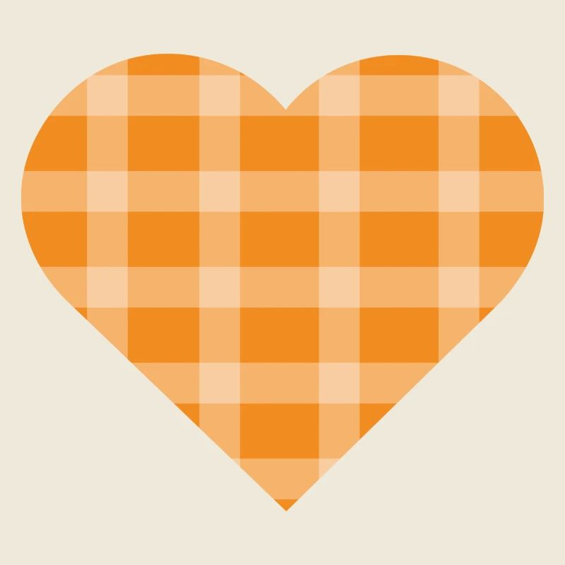 Bright Orange Pastel Checkered Pattern Cute Heart