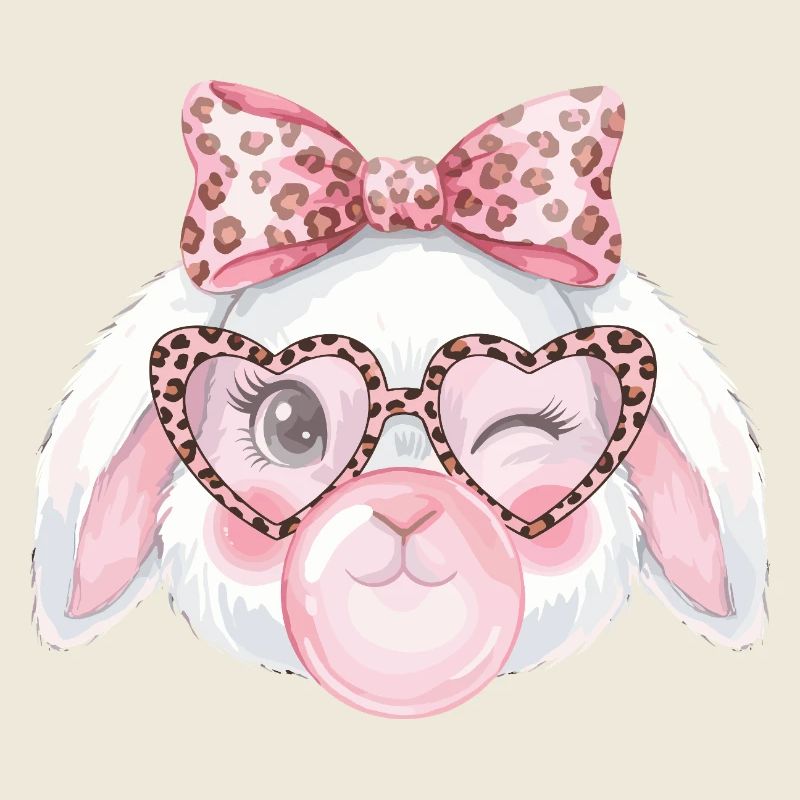 Leopardgläser Ostern Häschen mit Rosa Schleife