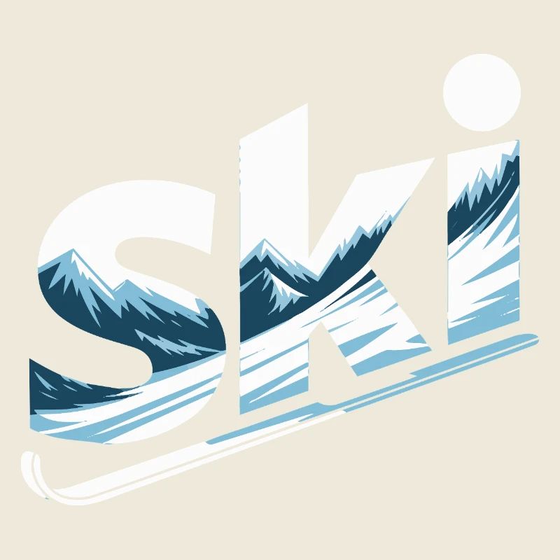 Ski Mountain Panorama Typo Design
