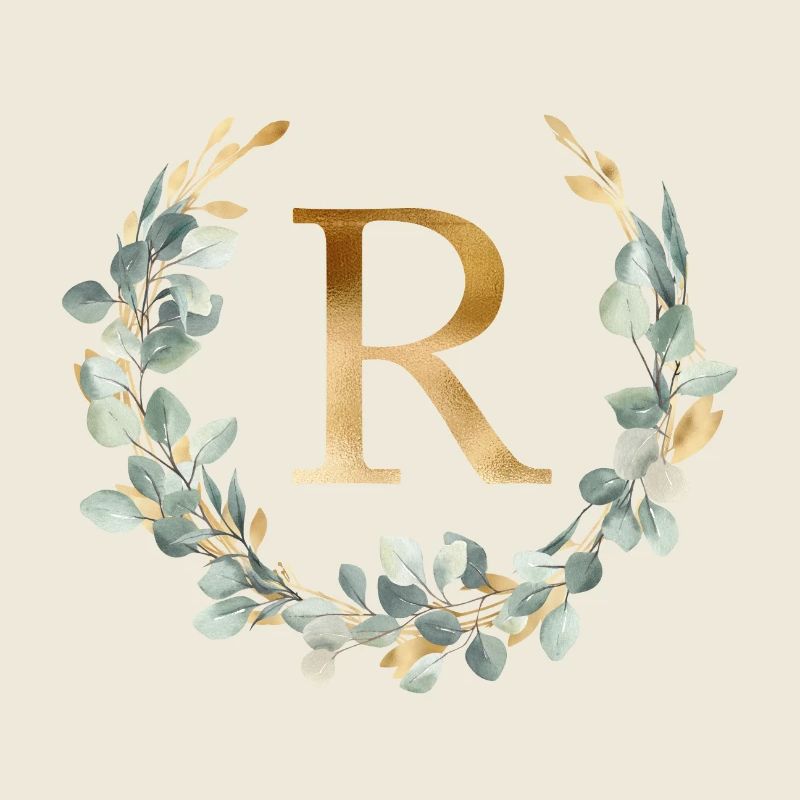 R Monogram Eucalyptus Wreath