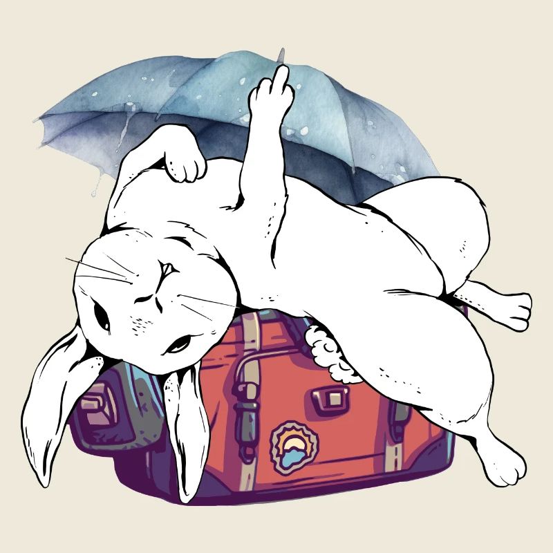 Lapin, valise, rongeur de vacances, lapins de voyage