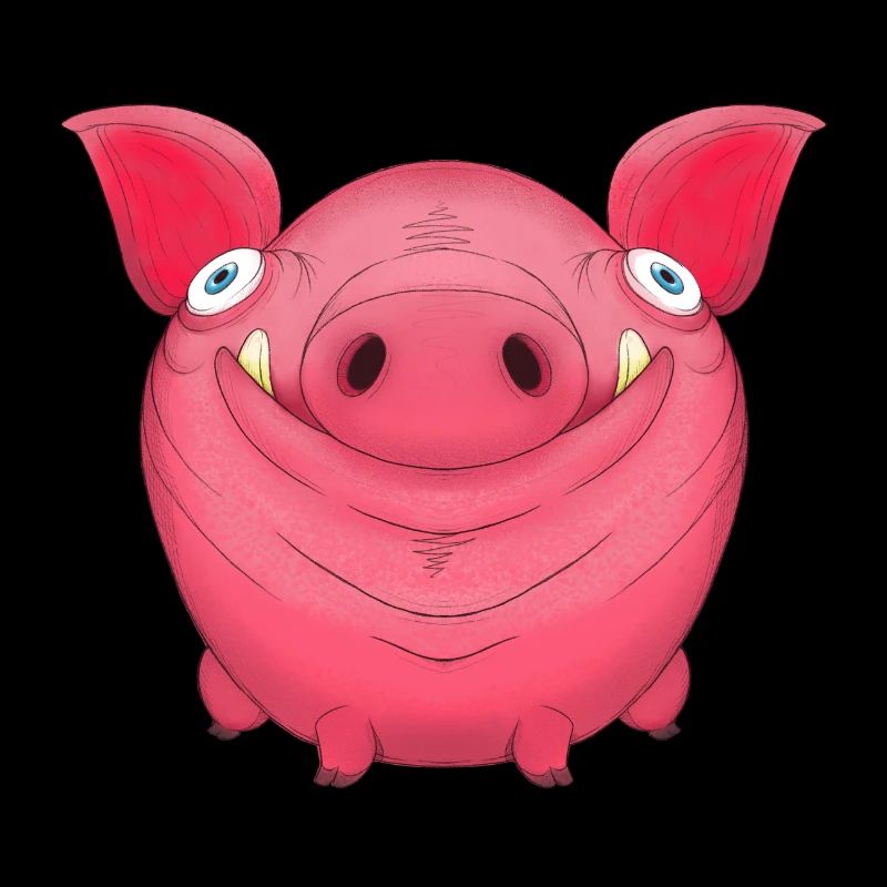Mignon rond dessin animé cochon