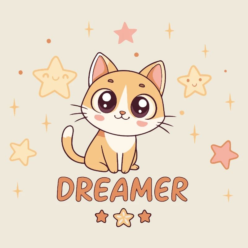 Dreamy Kitten and Sweet Stars