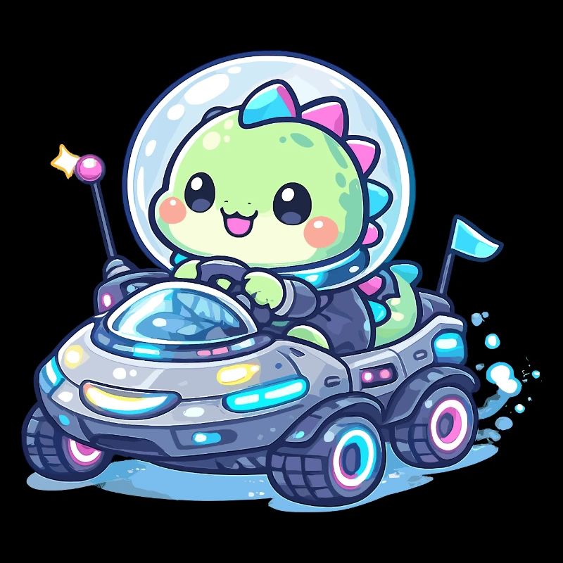 Kawaii Dino dans le Space Rover