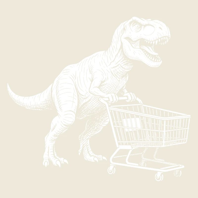 Dino-Shopper: T-Rex mit Wagen