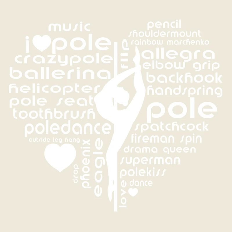 Conception de la silhouette de mots en forme de cœur pour danse au poteau
