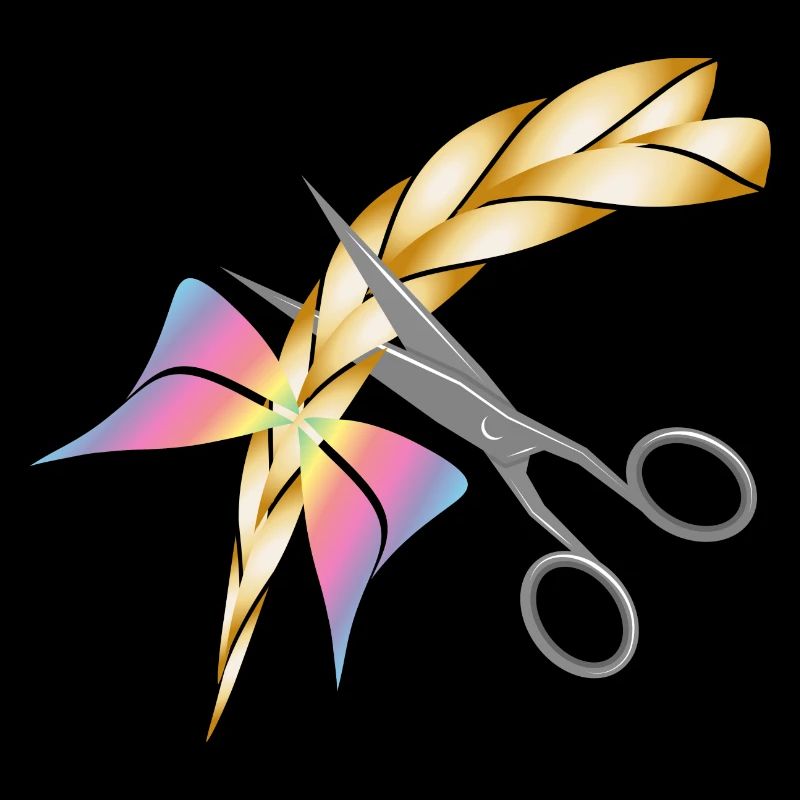 Scissors cut a blonde braid