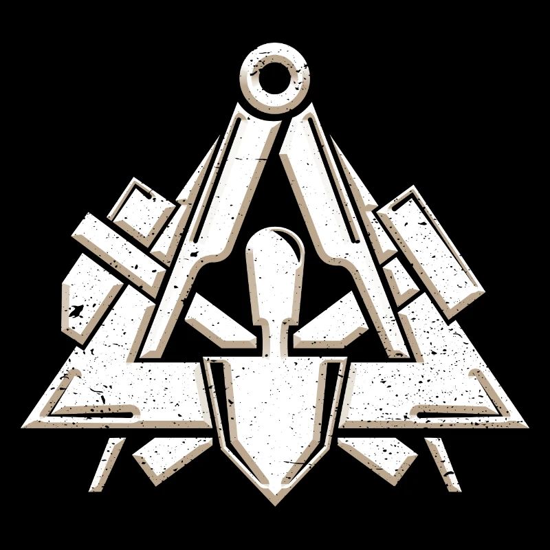 Symbole de la guilde des maçons dans un look grunge 3d cool