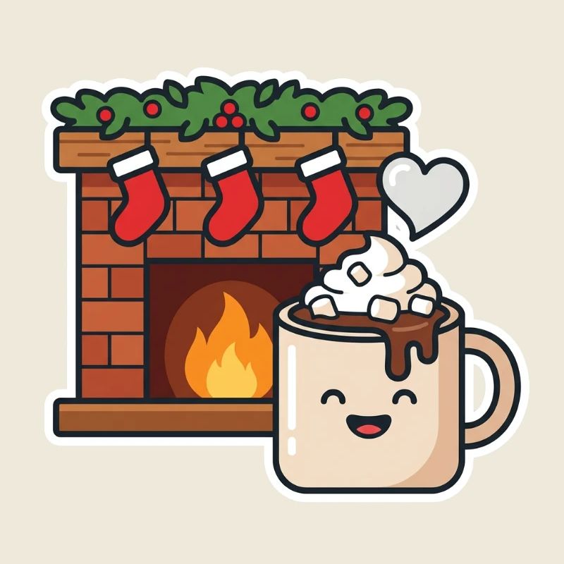 Chocomel chaud près du feu joyeux