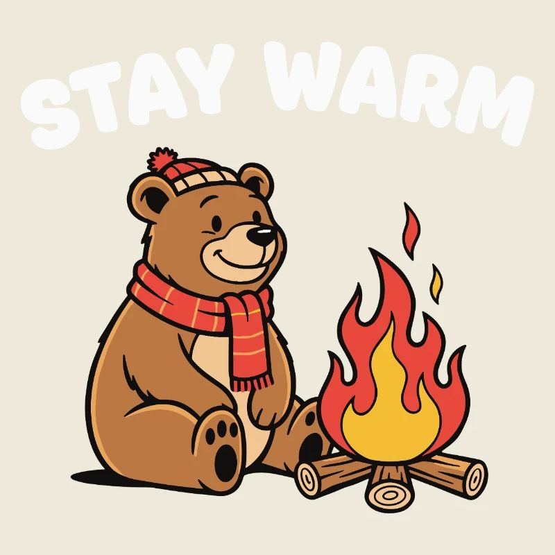 Winter bear at the campfire