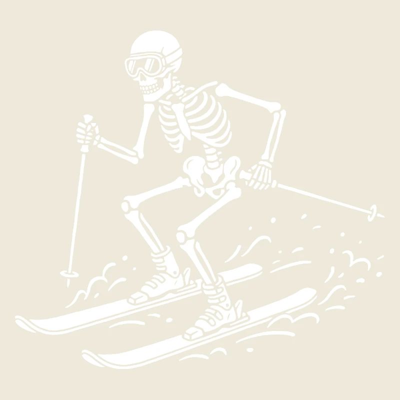 Skelettskifahrer auf Schneewellen