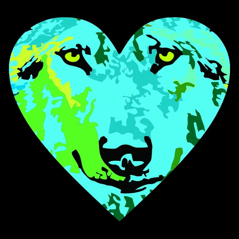 Heart Wolf Light 3 D Art