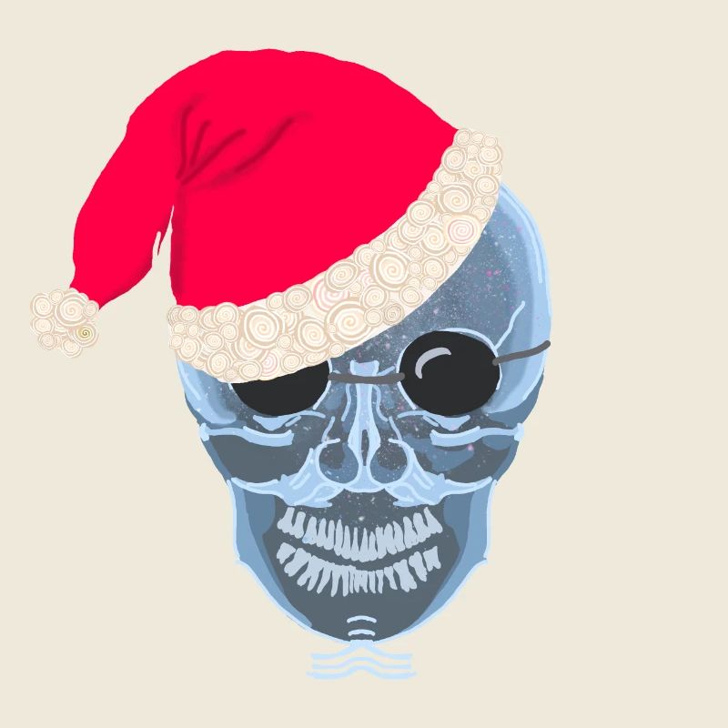 X-ray skull Santa hat, drawing