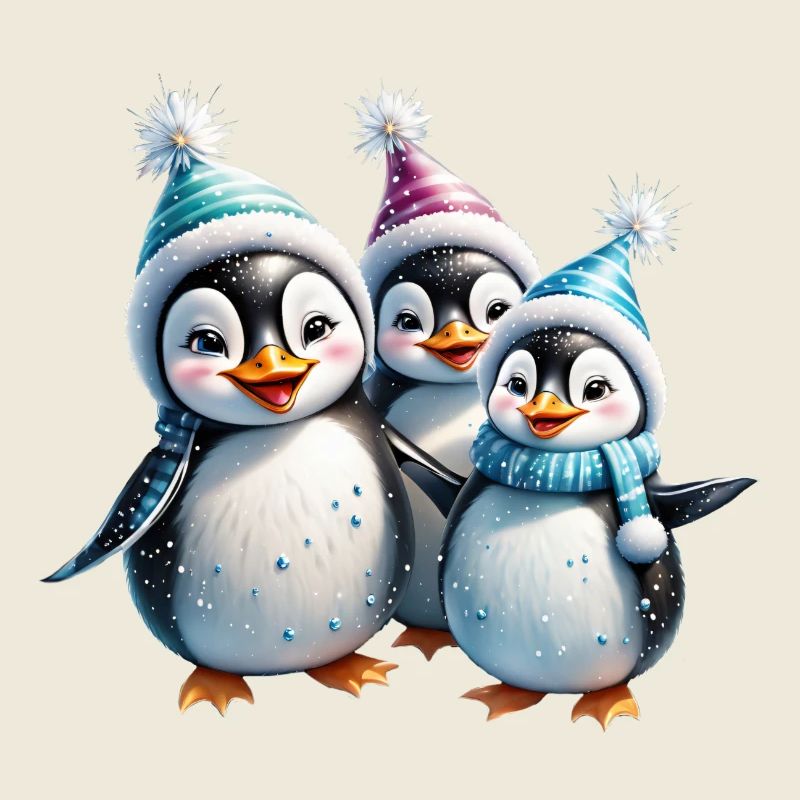 Three adorable penguins