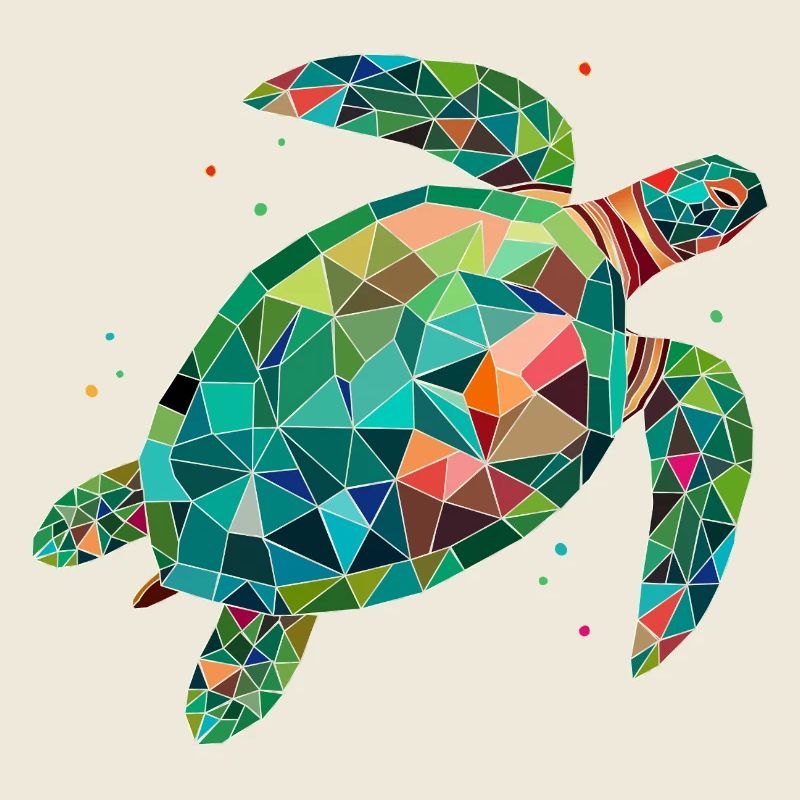Tortue d’eau colorée - Conception de mer colorée