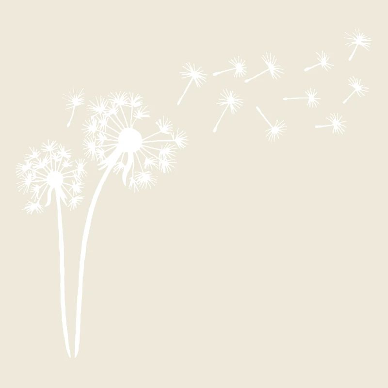 White dandelion in the wind