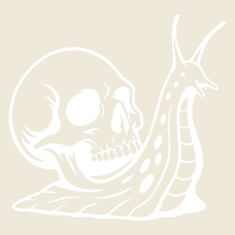 Dark Skull and Snail Tattoo Design