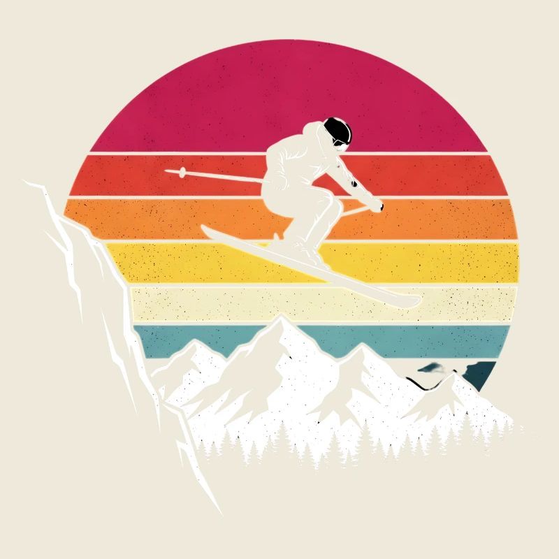 Retro Mountain Jumping Snowboard Vintage alpine skiing