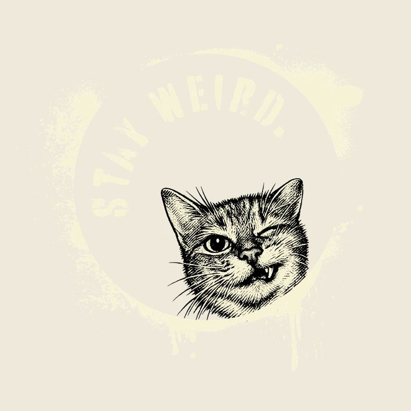 Stay Weird – Graffiti Cat Vintage Effect