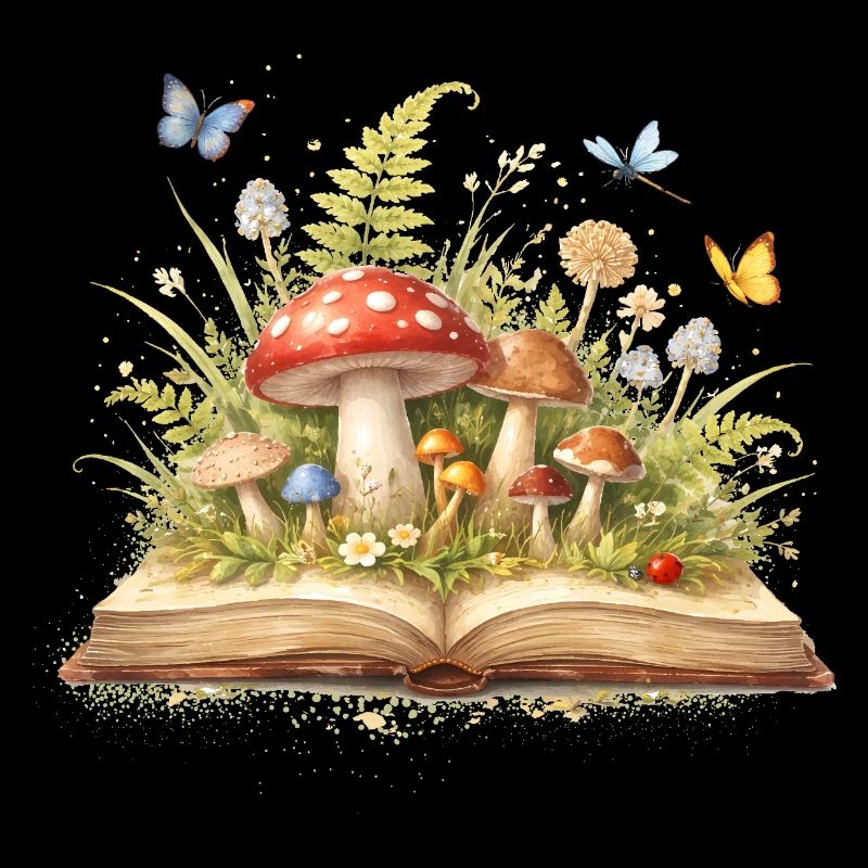 Magic book with forest illustration