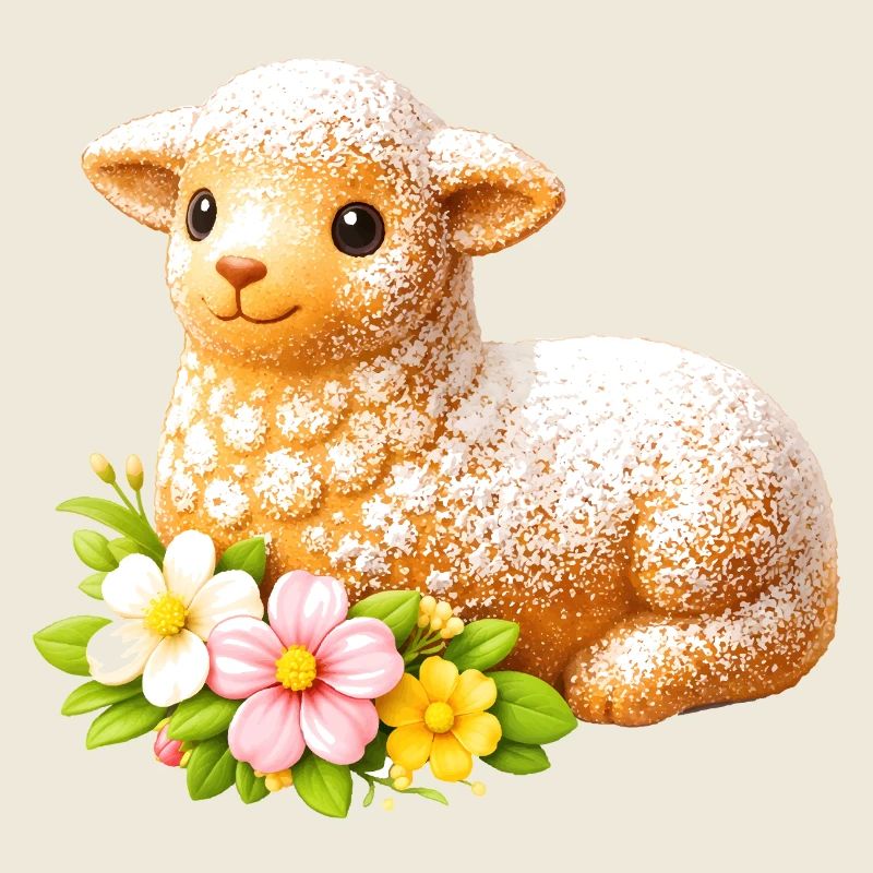 Traditional Easter Lamb Motif with Powdered Sugar