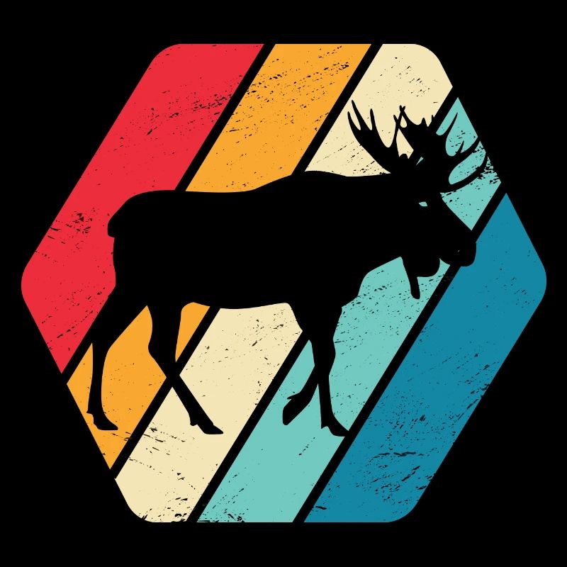 Elch Tier Wald Natur Retro